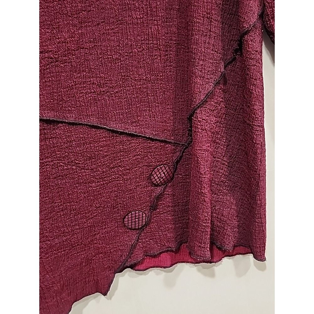 Ali Miles Boho Cowl Neck Tunic Womens L Burgundy, Long Sleeve Crinkled Texture - Picture 4 of 10